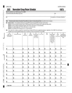 California Nonresident Group Return Schedule 1067A