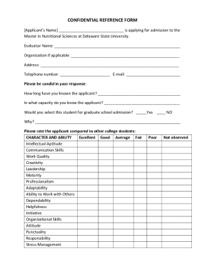 Confidential Reference Form
