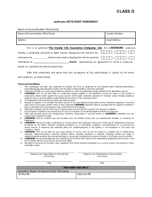CLASS D weAccess Auto Debit Agreement