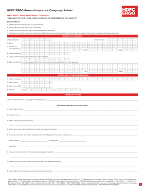 HDFC ERGO Bharat Griha Raksha Claim Form