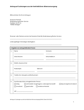 Application for Benefits from Occupational Pension DB AG