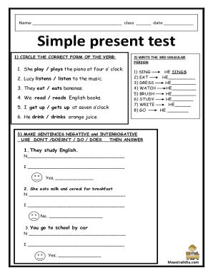 Simple Present Tense Test