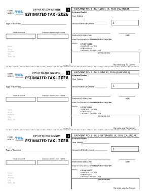 City of Toledo Business 1 Estimated Tax Form