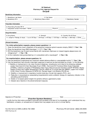 NC Medicaid Pharmacy Prior Approval Request for Evrysdi