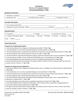 NC Medicaid Pharmacy Prior Approval Request for Taltz