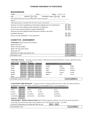 Standard Assessment of Concussion Form