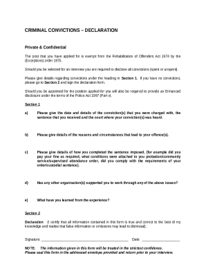 Criminal Convictions Declaration Form