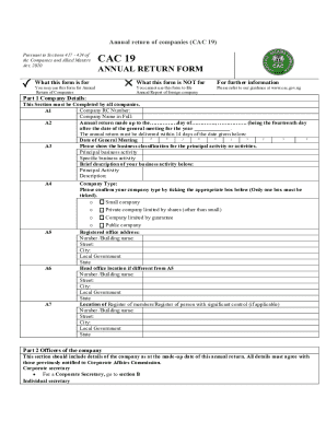 Annual Return of Companies (CAC 19)