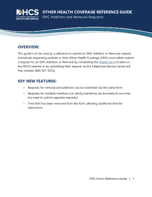 Other Health Coverage Addition and Removal Request Form