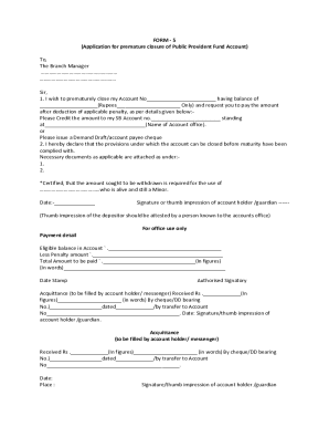 Premature Closure of Public Provident Fund Account