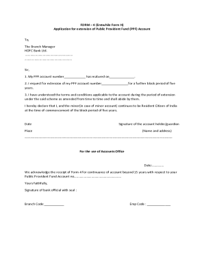PPF Account Extension Application