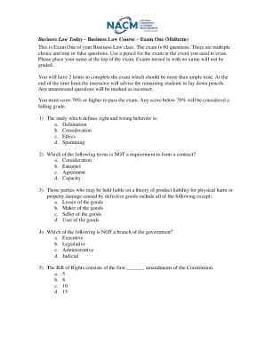 Business Law Exam One