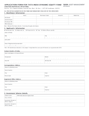 Tata India Dynamic Equity Fund Application Form