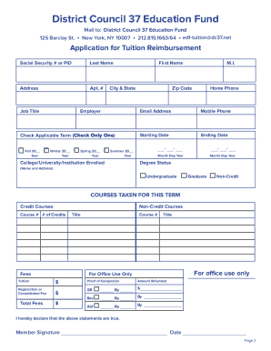 Tuition Reimbursement Application
