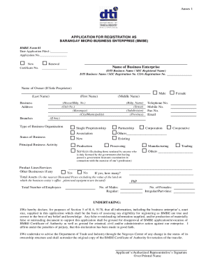 Barangay Micro Business Enterprise Registration Form