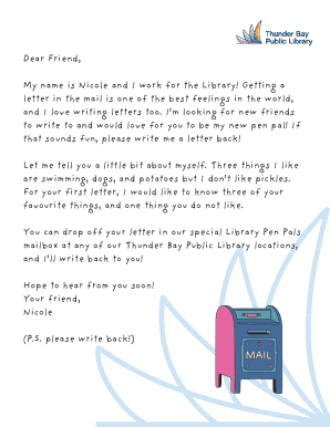 Library Pen Pals Participation Form