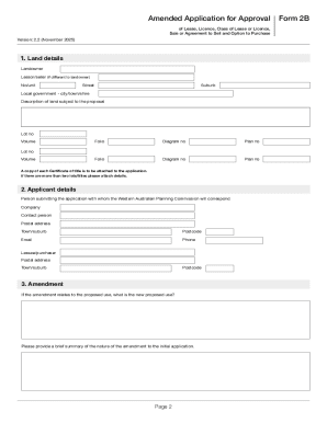 Amended Application Form 2B for Approval