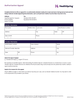 Authorization Appeal Form