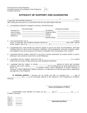 Affidavit of Support and Guarantee
