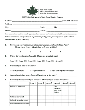 Letchworth State Park Hunter Survey