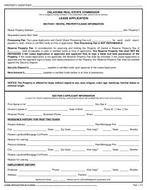 Oklahoma Lease Application Form