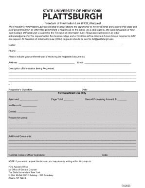 Freedom of Information Law (FOIL) Request Form