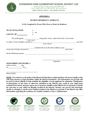 Student Residency Affidavit