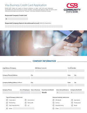 Visa Business Credit Card Application