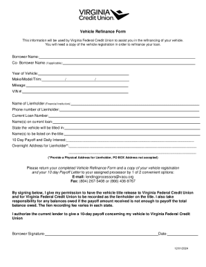 Vehicle Refinance Form