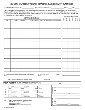New York State Incarcerated Individual Transfer Search Certificate