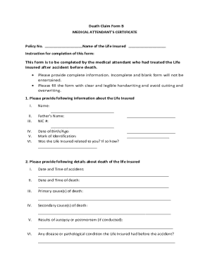Death Claim Form B