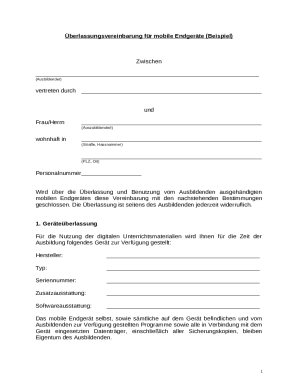 Überlassungsvereinbarung für mobile Endgeräte