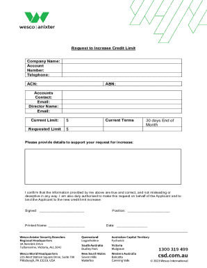 Request to Increase Credit Limit