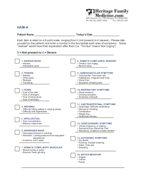 HAM-A Anxiety Rating Scale