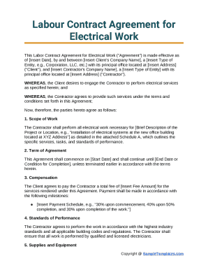 Labour Contract Agreement for Electrical Work