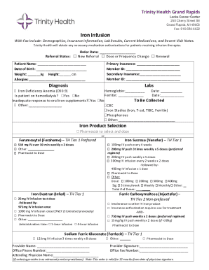 Iron Infusion Order Form