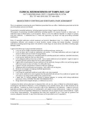 Medication and Controlled Substance Pain Agreement