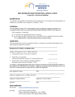 2022 Homeowner Exemption Application