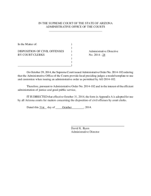 Arizona Disposition of Civil Offenses Administrative Order