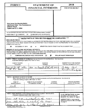 Florida Financial Interest Disclosure Form 2018