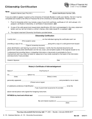 Citizenship Certification Form