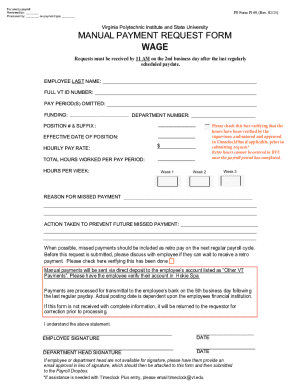 Virginia Tech Manual Payment Request Form