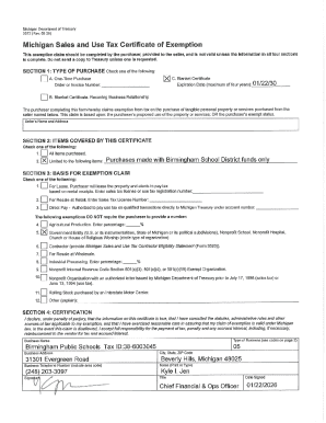 Michigan Sales and Use Tax Certificate of Exemption