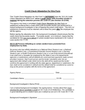 Credit Check Attestation for Hire Form