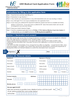 UK Medical Card Application Form