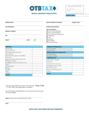 Rental Property Deductions Form