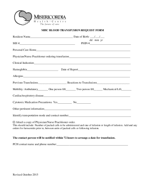 MHC Blood Transfusion Request Form