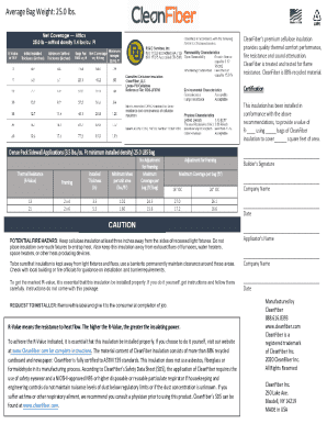 CleanFiber Insulation Installation Certificate