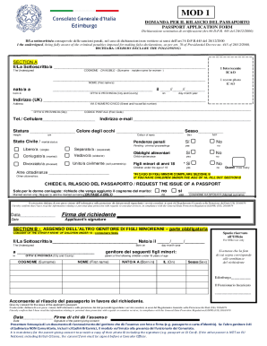Italian Passport Application Form