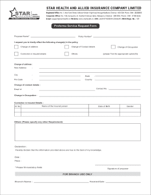 Star Health Service Request Form